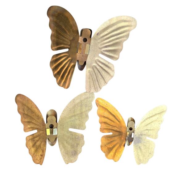 Vintage Homco HOME INTERIORS Metal BRASS BUTTERFLIES Wall ART Decor Set 3 - Picture 2 of 5
